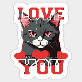 Love You Cat Sticker